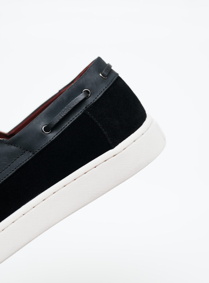 BLACK LEATHER LOAFERS SHOES