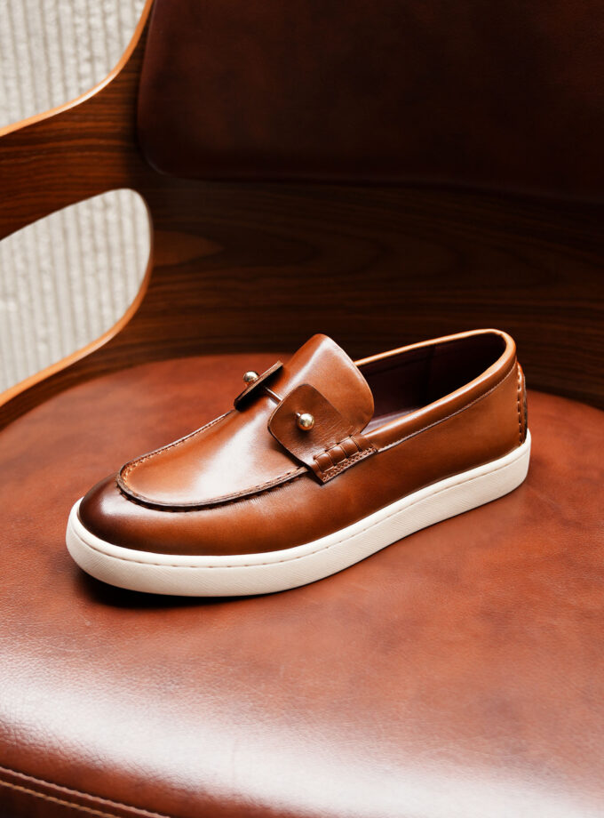 BROWN LEATHER LOAFERS SHOES