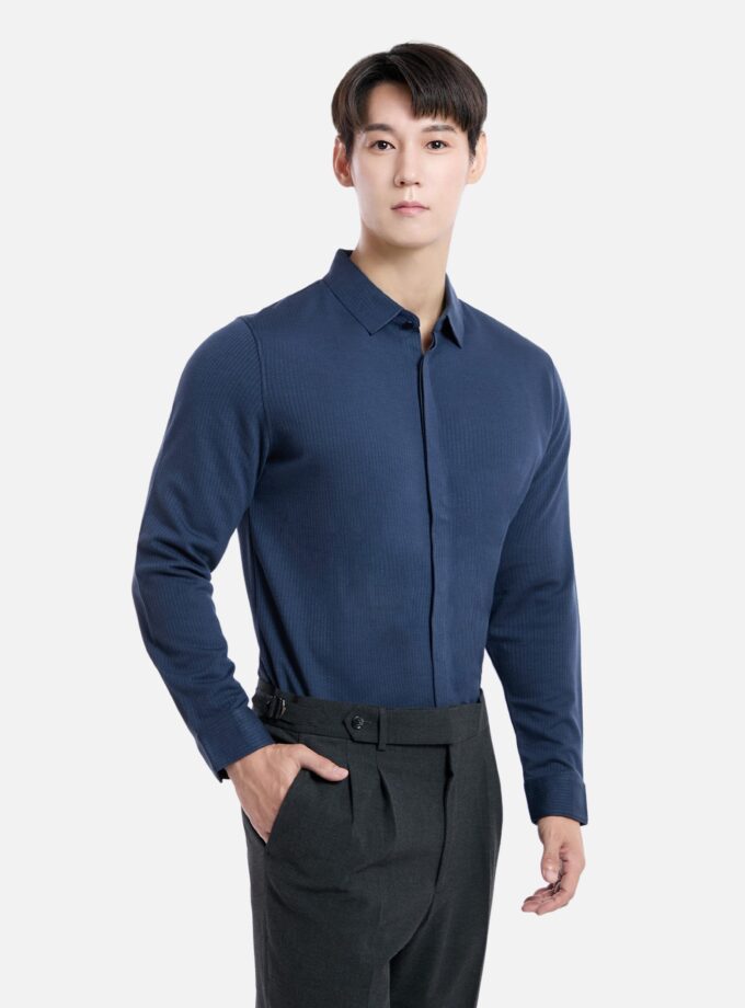 PEN STRIPE HIDDEN BUTTON SHIRT